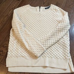 French Connection Cream Sweater with Zipper Detail